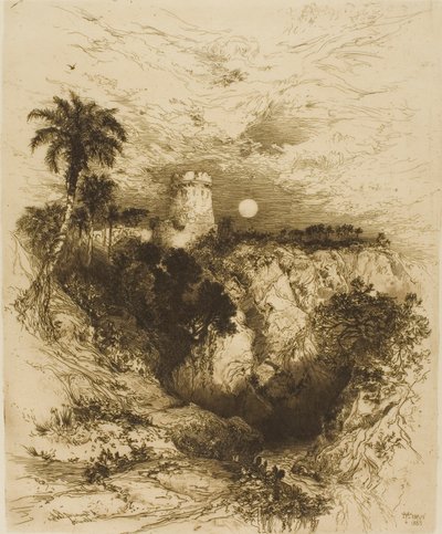 Een toren van Cortez - Mexico door Thomas Moran