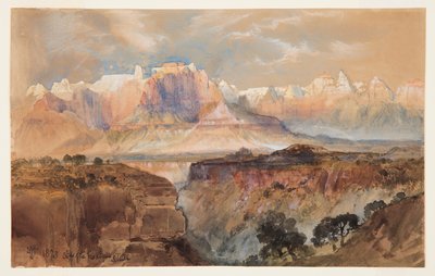 Kliffen van de Rio Virgin, Zuid-Utah door Thomas Moran