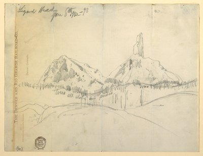 Tekening, Lizard Head, Colorado door Thomas Moran