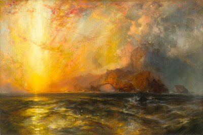 Fel daalde de rode zon neer door Thomas Moran