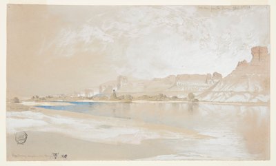 Groene Rivier vanaf de Veerboot, Wyoming Territory door Thomas Moran