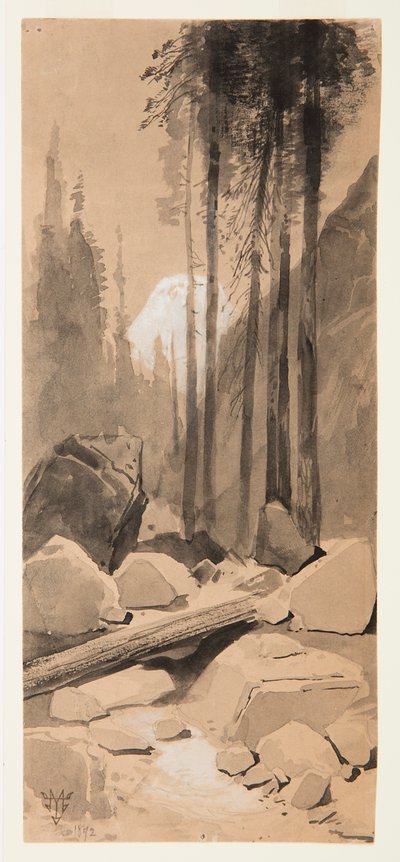 In de Yosemite Vallei door Thomas Moran