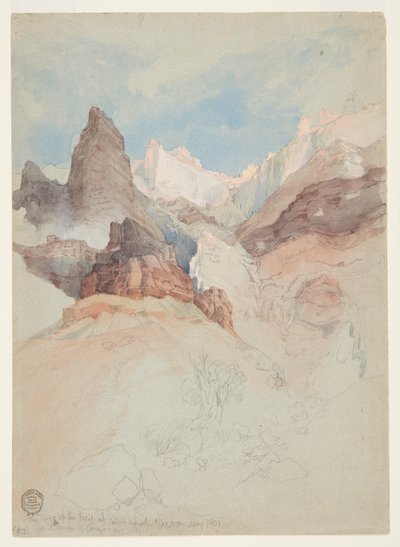 Kijkend omhoog het Pad bij Bright Angel, Grand Canyon, Arizona door Thomas Moran