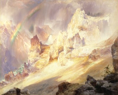 Regenboog over de Grand Canyon van de Yellowstone, 1900 door Thomas Moran