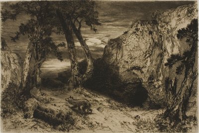 De coyote - Arizona door Thomas Moran