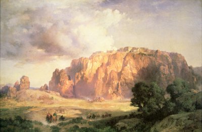 Het Pueblo van Acoma, New Mexico door Thomas Moran