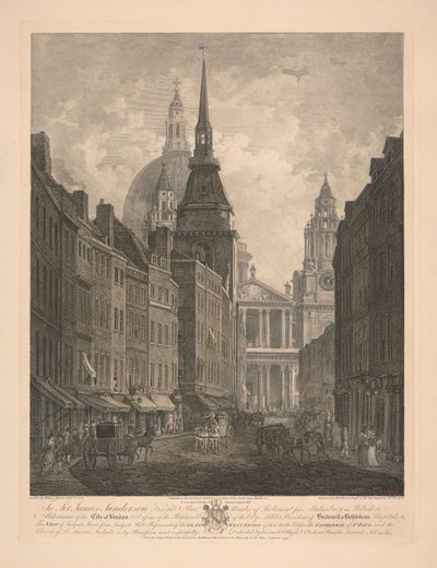 Gedeeltelijk Uitzicht op de Westelijke Voorzijde van St. Pauls door Thomas Morris