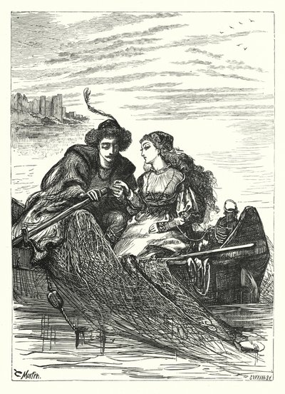 Een dagdroom aan de Rijn (gravure) door Thomas Morten