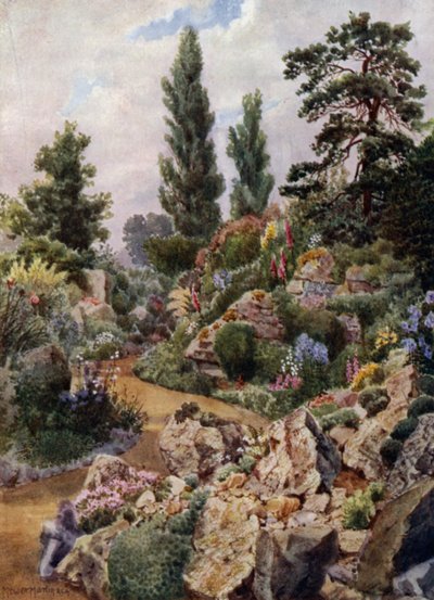 Kew Gardens: In de Rotstuin (kleur litho) door Thomas Mower Martin