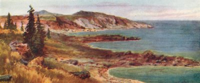 Noordkust, Lake Superior (kleurenlitho) door Thomas Mower Martin