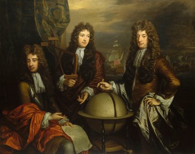 John Benbow (1653-1702), Sir Ralph Delavalle (circa 1645-1707) en Thomas Phillips (circa 1635-1693) door Thomas Murray