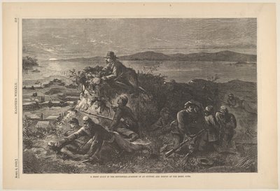 Een nachtverkenner in het zuidwesten - Verrassing van een buitenpost, en onderzoek van de rebellen, 4 april 1863 door Thomas Nast