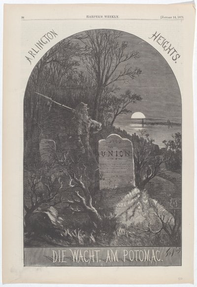 Arlington Heights. De Wacht. Aan de Potomac. door Thomas Nast