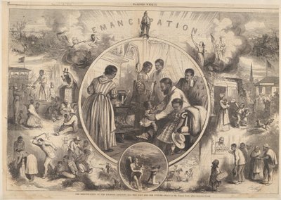 Emancipatie van de Zwarte - Het Verleden en de Toekomst uit Harpers Weekly, 24 januari 1863 door Thomas Nast