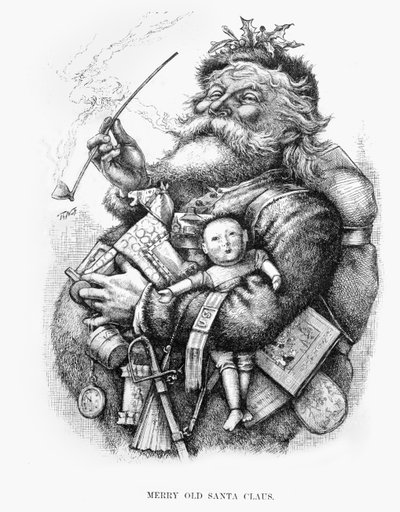 Vrolijke Oude Kerstman, gegraveerd door de kunstenaar door Thomas Nast