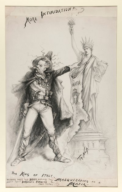 De koning van Italië vermomd als een maffia door Thomas Nast