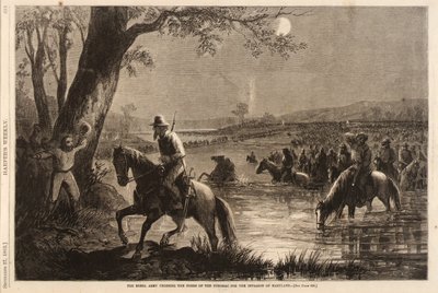 Het rebellenleger steekt de Fords of the Potomac over voor de invasie van Maryland, uit Harper