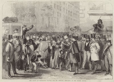 De menigte in Baltimore wacht op meneer Lincoln door Thomas Nast