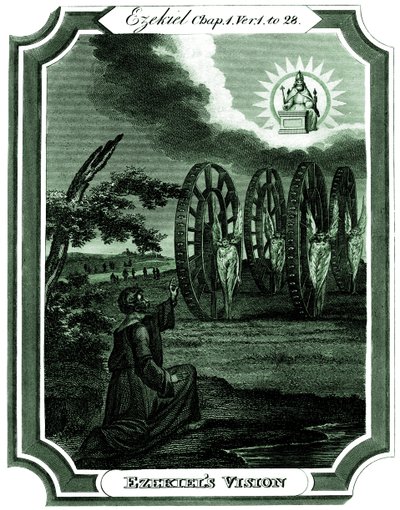 Ezechiël heeft een visioen (gravure) door Thomas Oldham Barlow