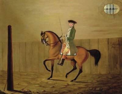 Heer op een Bruin Paard in een Rijschool door Thomas Parkinson