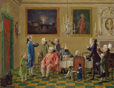 Britse heren bij Sir Horace Mann thuis in Florence, c.1763-65 door Thomas Patch