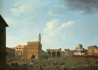 Uitzicht op de Piazza della Signoria, Florence door Thomas Patch