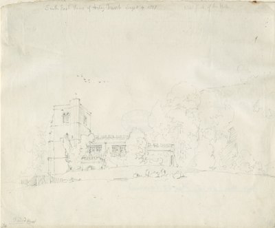 Arley Kerk: potloodtekening, 4 sep 1837 door Thomas Peploe Wood