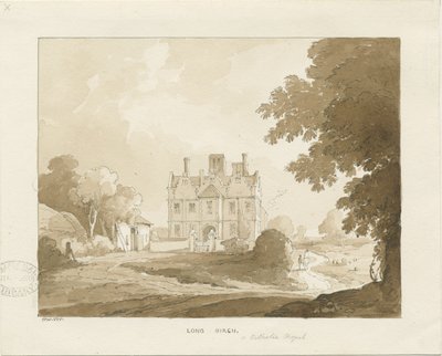 Brewood - Long Birch Hall: sepia tekening door Thomas Peploe Wood