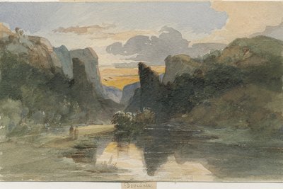 Dovedale - landschap: aquarel door Thomas Peploe Wood