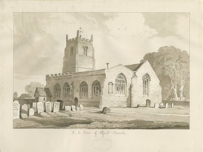 Elford Church: sepia tekening door Thomas Peploe Wood