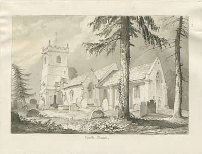 Enville Kerk: sepia tekening, 1837 door Thomas Peploe Wood