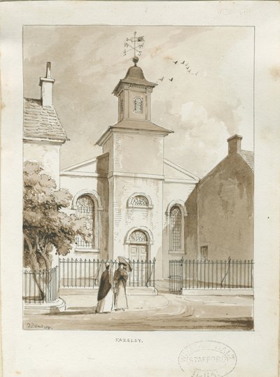 Fazeley Chapel: pen en was tekening door Thomas Peploe Wood