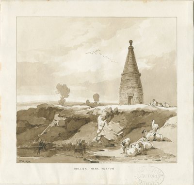 Forton - Obelisk: wassing tekening door Thomas Peploe Wood