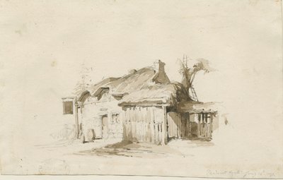 Fradswell - Cottage op de heide: potlood- en wasttekening door Thomas Peploe Wood