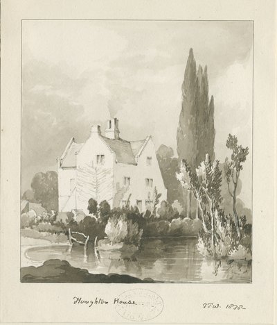 Haughton - Huis: sepia wassing tekening door Thomas Peploe Wood
