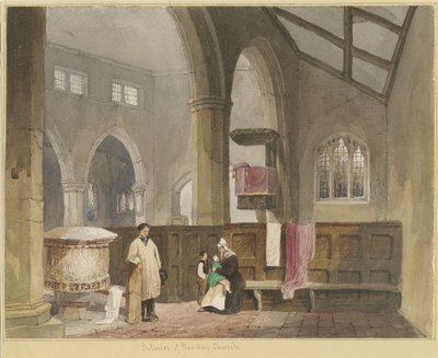 Interieur van Standon Kerk door Thomas Peploe Wood