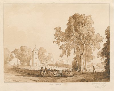 Tixall Kerk, 1837 door Thomas Peploe Wood