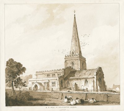 Wolstanton Kerk: gravure, nd [?19e eeuw] door Thomas Peploe Wood