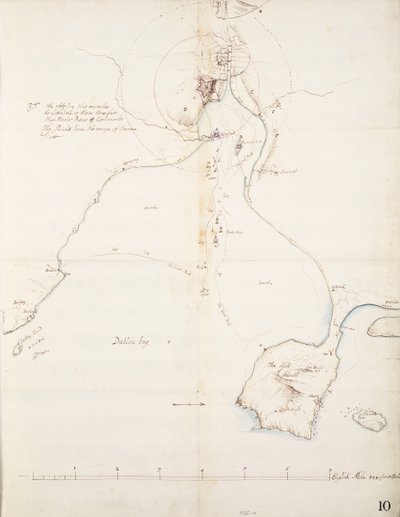 Een ruwe schets van Dublin Bay door Thomas Phillips