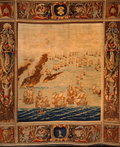 Mortlake wandtapijt: Brandschepen in actie, ca. 1685 door Thomas Poyntz