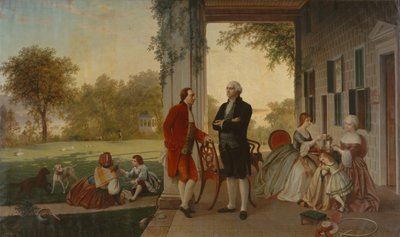 Washington en Lafayette in Mount Vernon, 1784 Het huis van Washington na de oorlog, 1859 door Thomas Pritchard Rossiter
