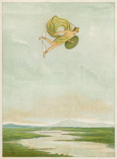 Perseus vliegt om de Gorgon te doden door Thomas Ralph Spence
