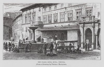 De Piazza Sopra Mura, Perugia (gravure) door Thomas Robert Macquoid