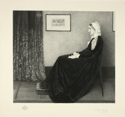 Schikking in grijs en zwart: Portret van de moeder van de kunstenaar, naar Whistler door Thomas Robert Way