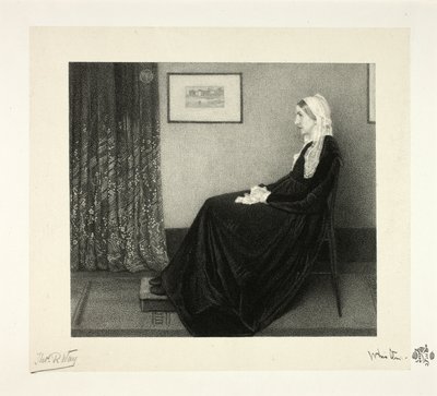 Schikking in grijs en zwart: Portret van de moeder van de kunstenaar, naar Whistler door Thomas Robert Way