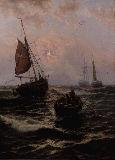 Vissersboot in Nood door Thomas Rose Miles