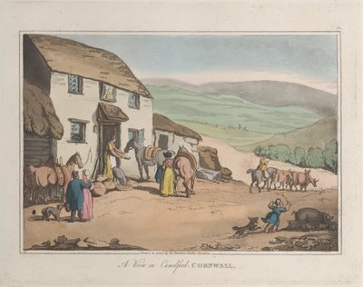 Een Uitzicht op Camelford, Cornwall, uit Schetsen uit de Natuur, 1822 door ThomasThomas Rowlandson, Joseph Constantine Stadler Thomas Rowlandson, Joseph Constantine Stadler