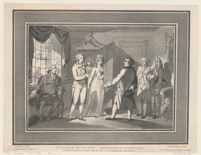 Kapitein Bowling geïntroduceerd bij Narcissa, 12 mei 1800 door ThomasThomas Rowlandson, Joseph Constantine Stadler Thomas Rowlandson, Joseph Constantine Stadler