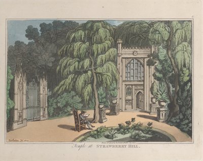Tempel bij Strawberry Hill, uit Schetsen uit de Natuur, 1822 door ThomasThomas Rowlandson, Joseph Constantine Stadler Thomas Rowlandson, Joseph Constantine Stadler