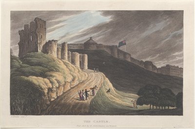 Het Kasteel, uit Poetical Sketches of Scarborough, 1813 door Thomas Rowlandson, Joseph Constantine Stadler, J. Bluck